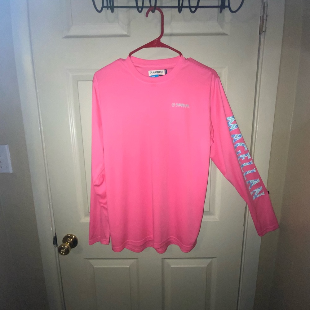 Magellan Outdoors Pink Long Sleeve Tee Boyfriend Fit